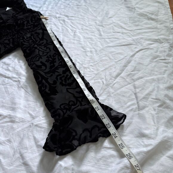 NEW black sheer velvet burnout button down shirt Women’s 10 witchy whimsigoth y2 - Picture 7 of 7